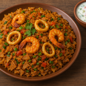 Seafood Kottu (with Raita)