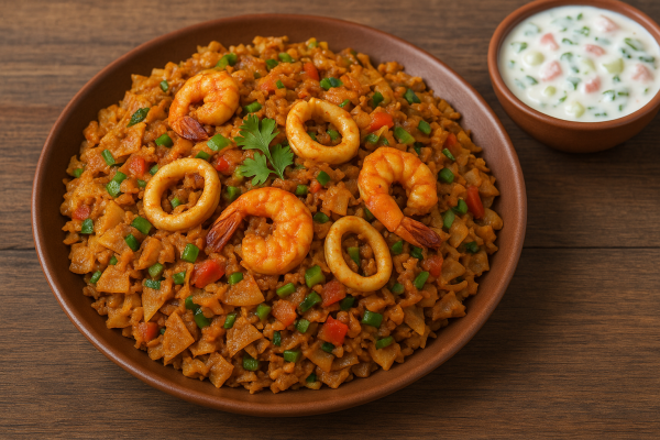 Seafood Kottu (with Raita)